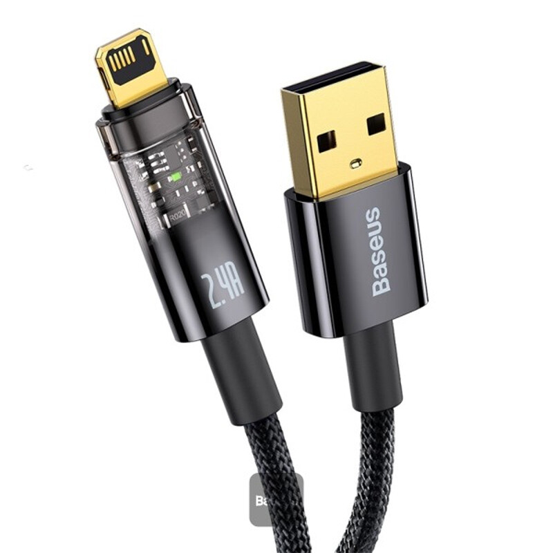 کابل لایتنینگ فست شارژ 2.4 آمپر باسئوس Explorer Series CATS0005 طول 2 متر