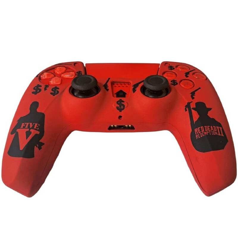 روکش دسته بازی PS5 طرح Red Dead Redemption 2 زمینه قرمز مشکی