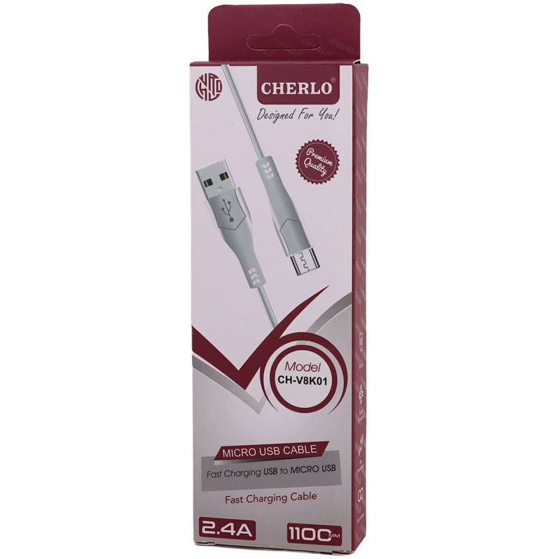 کابل میکرو یو اس بی فست شارژ 2.4 آمپر چرلو CH-V8K01 طول 1.1 متر
