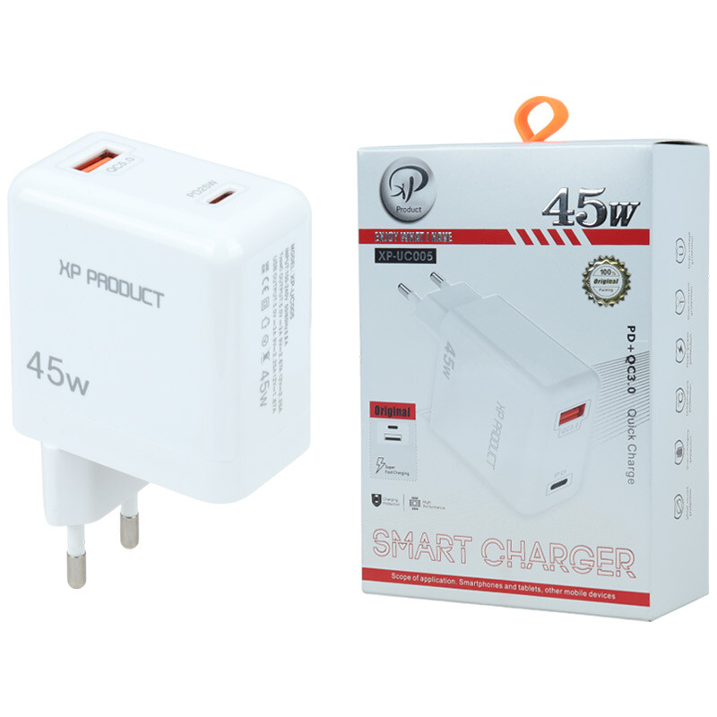 شارژر دیواری 45 وات ایکس پی پروداکت XP-UC005 QC3.0 PD 3A