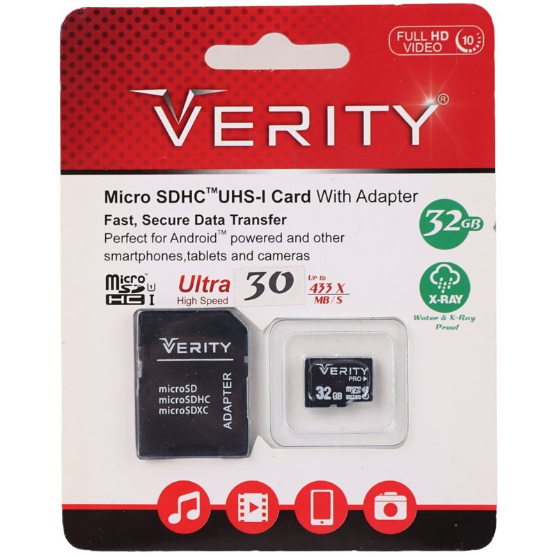 رم میکرو 32 گیگ وریتی Verity Pro 433x U1 C10 30MB/s + خشاب