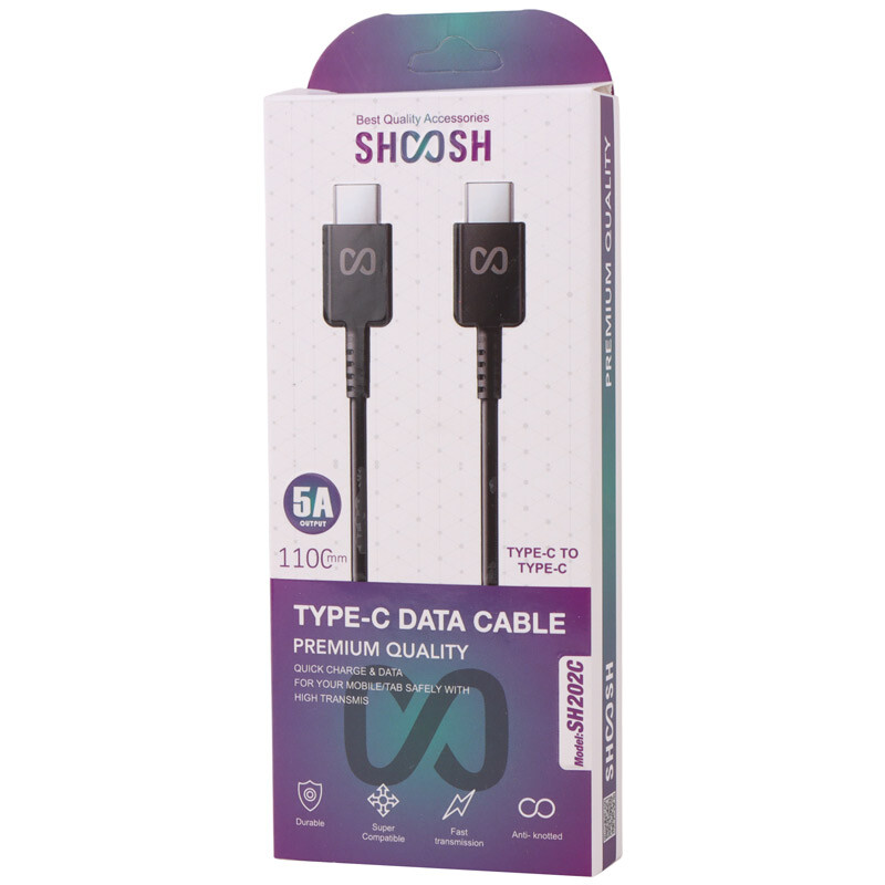 کابل دو سر تایپ سی فست شارژ 5 آمپر شوش SH202C طول 1.1 متر