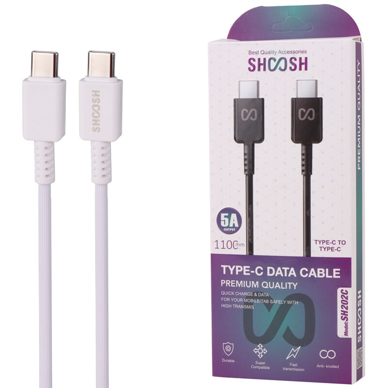 کابل دو سر تایپ سی فست شارژ 5 آمپر شوش SH202C طول 1.1 متر
