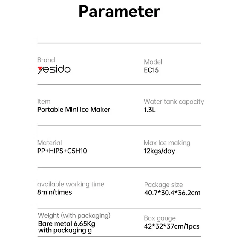 دستگاه یخ ساز یسیدو EC15