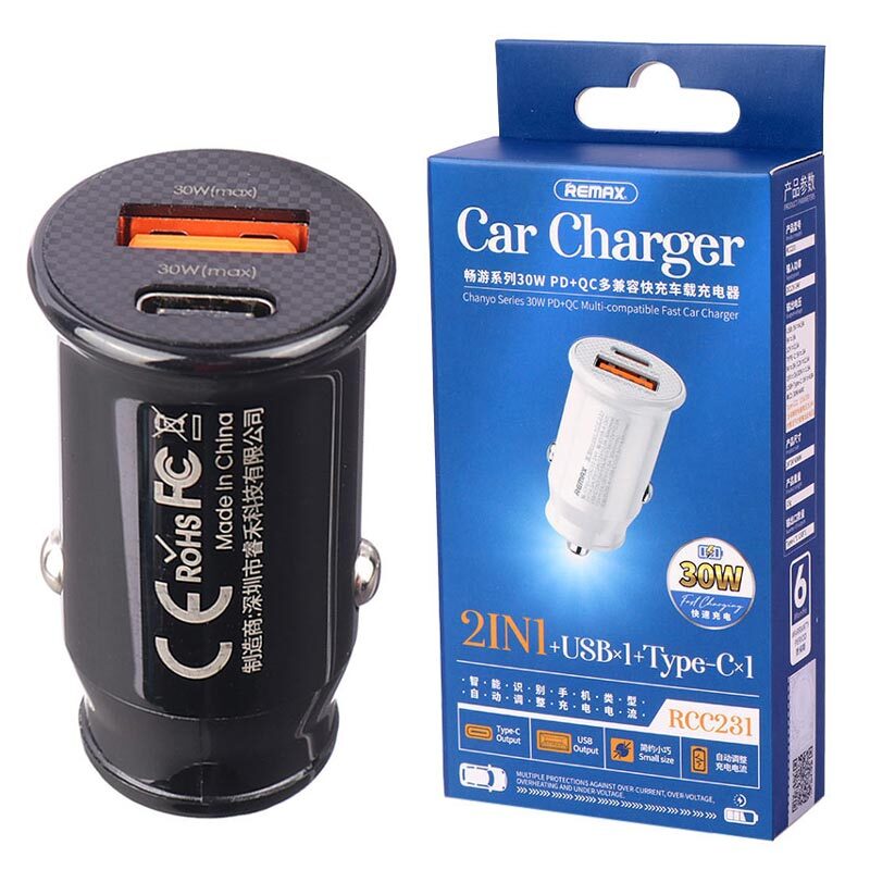 شارژر فندکی فست شارژ Remax RCC231 QC PD 4.5A 30W