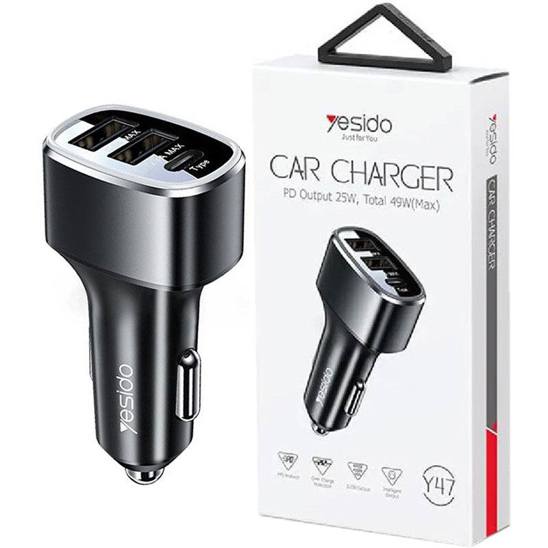 شارژر فندکی فست شارژ Yesido Y47 QC3.0 PD 3A 25W