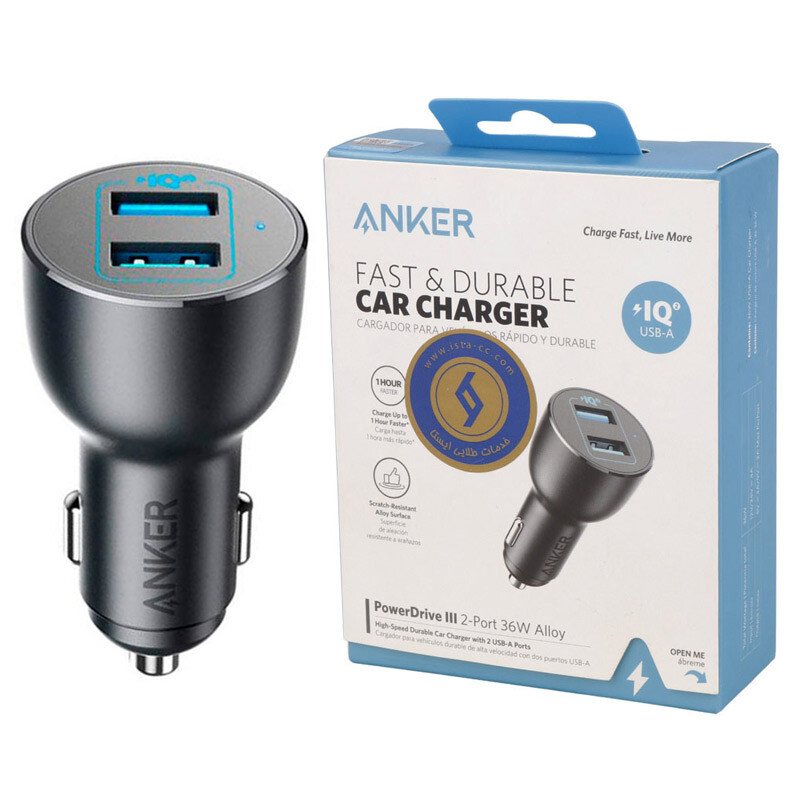 شارژر فندکی فست شارژ Anker PowerDrive 3 A2729 QC3.0 PD 3A 36W