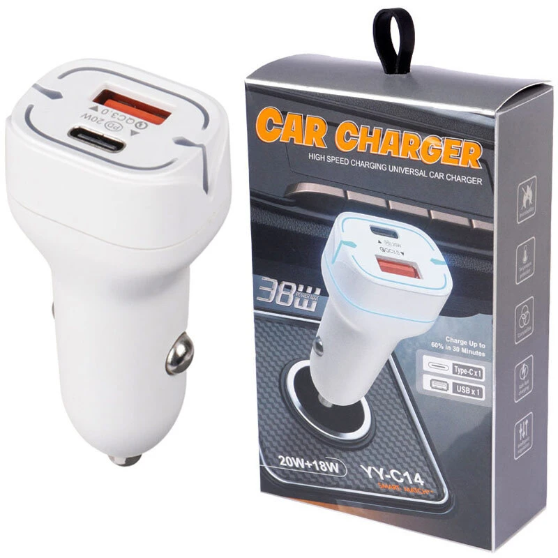 شارژر فندکی فست شارژ YY-C14 QC3.0 PD 38W
