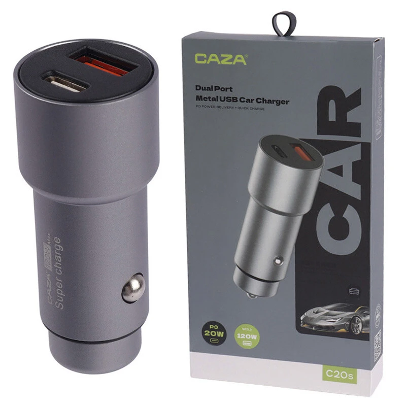 شارژر فندکی فست شارژ CAZA C20s 5A PD QC3.0 VOOC 120W