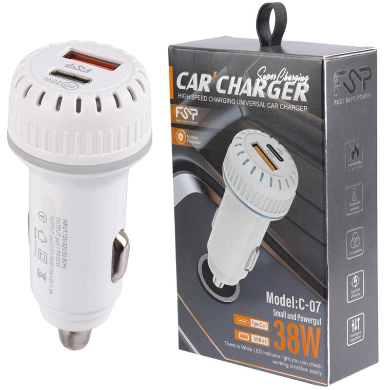 شارژر فندکی فست شارژ FSP C-07 3A PD 38W