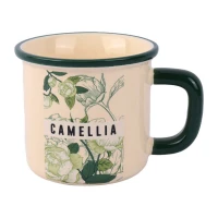 ماگ سرامیکی گل و برگ سبز Camellia