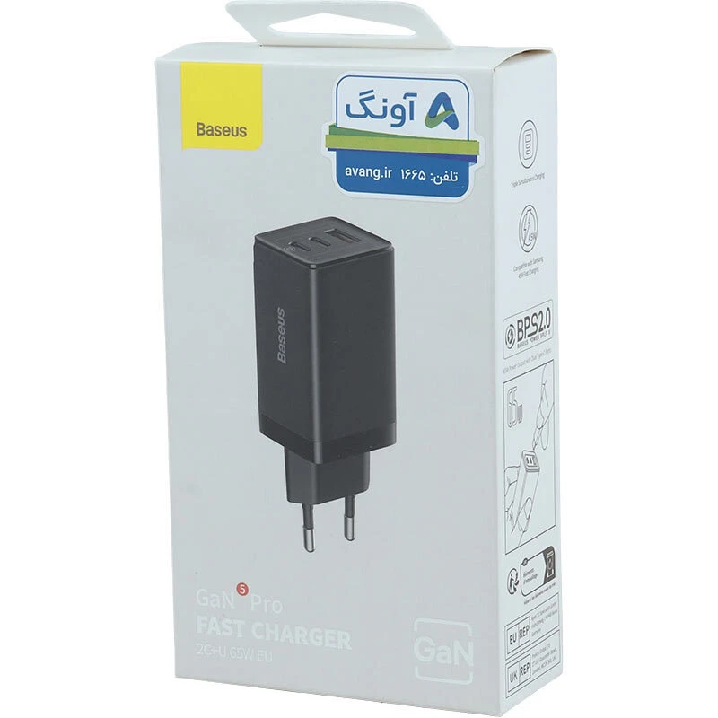 شارژر دیواری 65 وات باسئوس CCGP120201 GaN5 Pro QC4.0 PD3.0 5A
