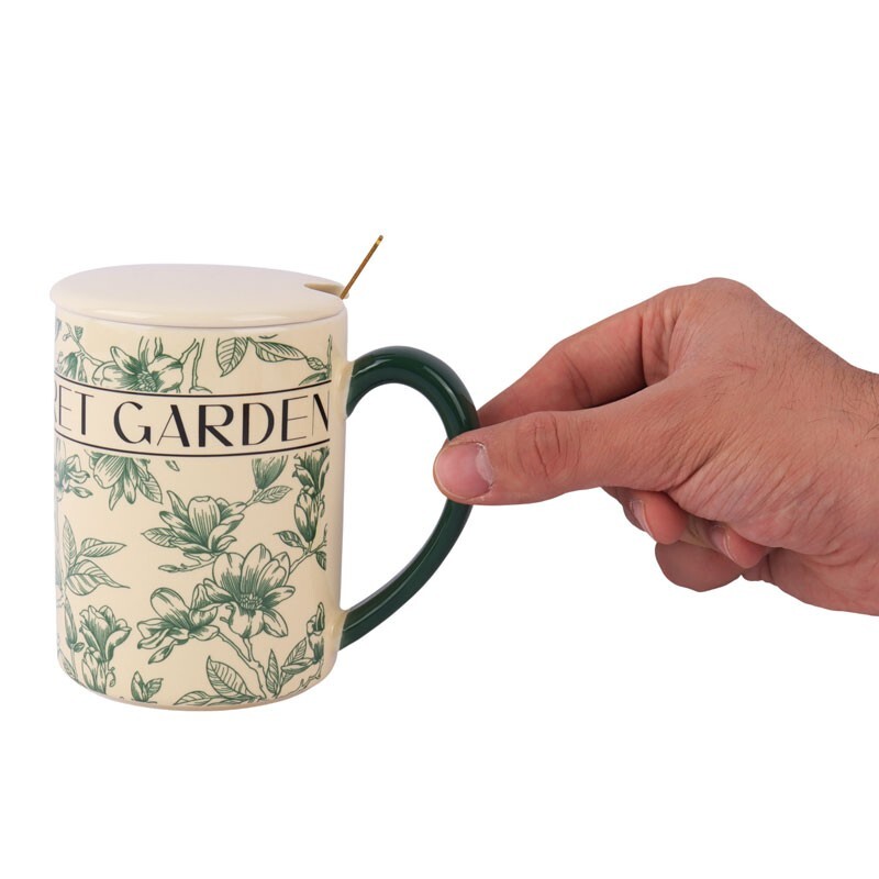 ماگ سرامیکی گلدار درب دار کد BHD-637