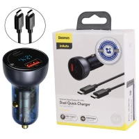 شارژر فندکی فست شارژ Baseus TZCCKX-0G 5A QC4.0 PD 65W + کابل تبدیل تایپ سی