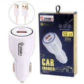شارژر فندکی فست شارژ V-Smart VS-17 3A QC3.0 PD 30W + کابل تایپ سی