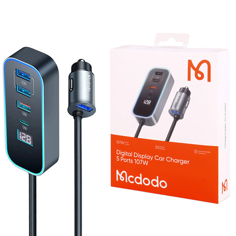 شارژر فندکی فست شارژ Mcdodo CC-1900 5Port 3.4A QC4.0 PD 107W