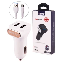 شارژر فندکی فست شارژ Nitu NT-CC819 2.4A 12W + کابل میکرو یو اس بی