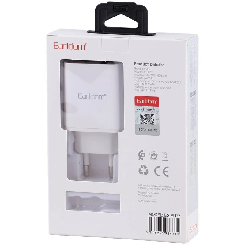 شارژر دیواری 20 وات ارلدام ES-EU37 QC3.0 3.4A
