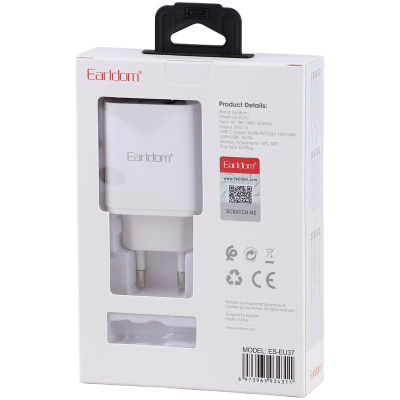 شارژر دیواری 20 وات ارلدام ES-EU37 QC3.0 3.4A