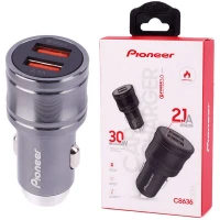 شارژر فندکی فست شارژ Pioneer C8636 5.4A QC3.0 PD 30W