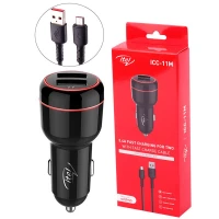 شارژر فندکی فست شارژ Itel ICC-11M 3.4A 17W + کابل میکرو یو اس بی