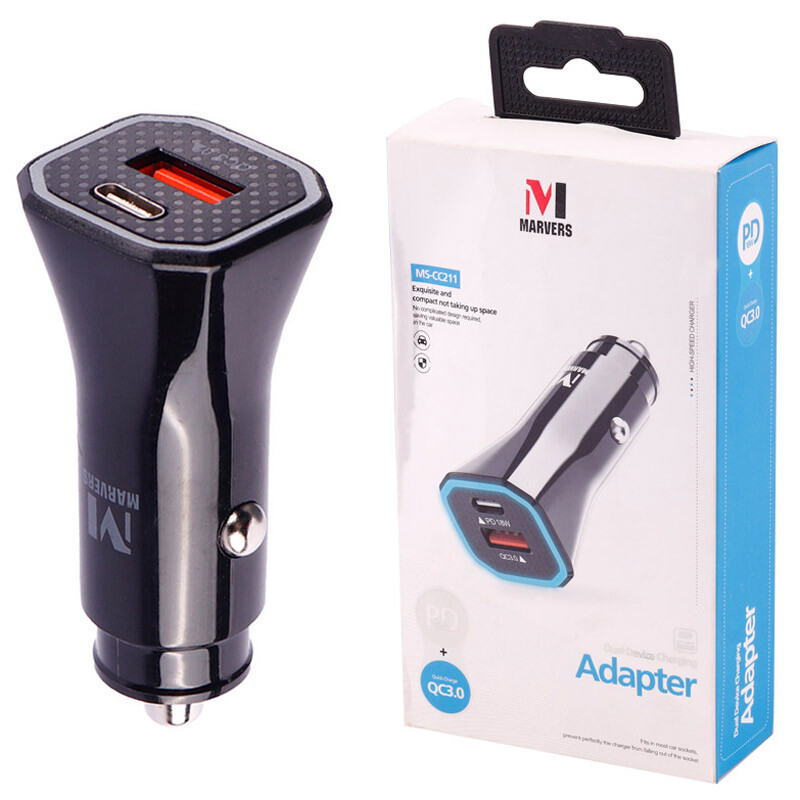 شارژر فندکی فست شارژ Marvers MS-CC211 3A QC3.0 PD 18W