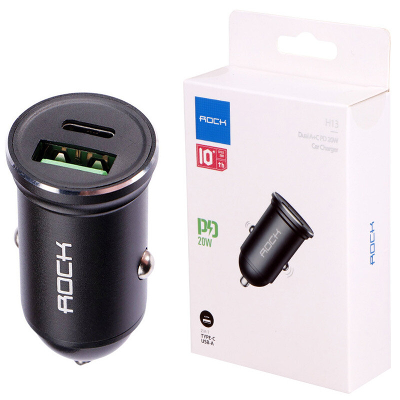 شارژر فندکی فست شارژ Rock H-613C 3A PD 20W