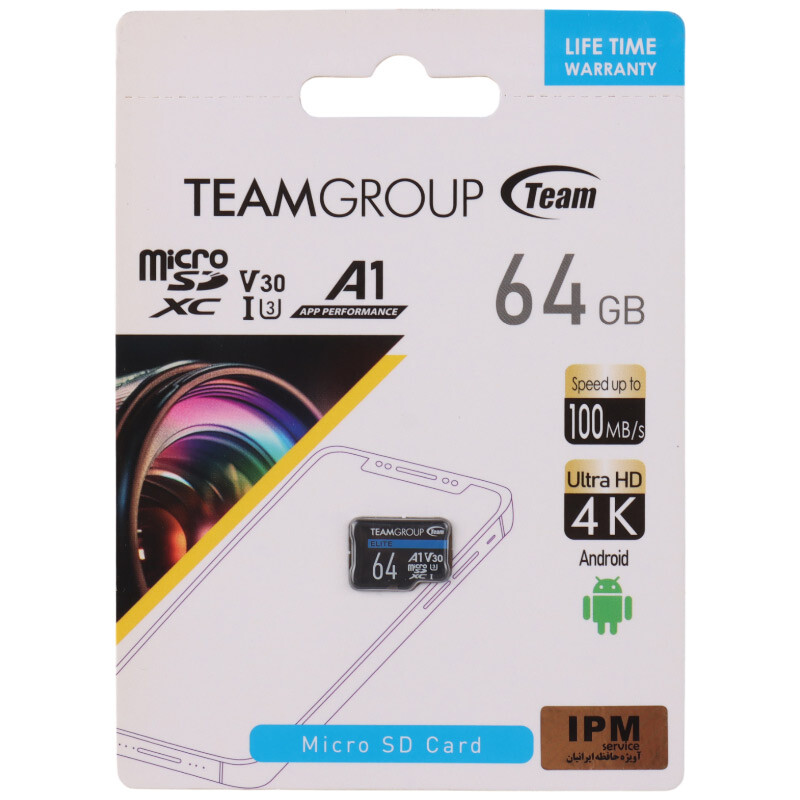رم میکرو 64 گیگ تیم گروپ Team Group A1 V30 U3 100MB/s