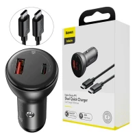 شارژر فندکی فست شارژ Baseus Digital Display PPS TZCCBX-C0G 5A 45W + کابل تایپ سی