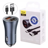 شارژر فندکی فست شارژ Baseus TZCCJD-A0G 3A QC 40W + کابل تایپ سی