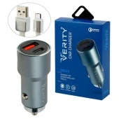 شارژر فندکی فست شارژ Verity CQ1119 3A QC PD 20W + کابل میکرو یو اس بی