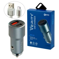 شارژر فندکی فست شارژ Verity CQ1119 3A QC PD 20W + کابل میکرو یو اس بی