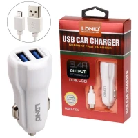 شارژر فندکی فست شارژ Ldnio C331 3.4A 17W + کابل میکرو یو اس بی