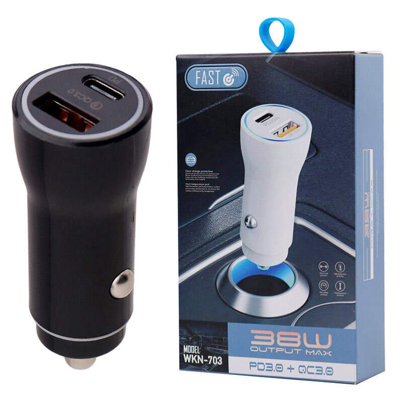 شارژر فندکی فست شارژ WKN-703 QC3.0 3A PD 38W