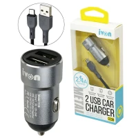 شارژر فندکی فست شارژ Ivon CC38 2.4A 12W + کابل میکرو یو اس بی