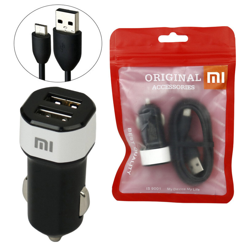 شارژر فندکی Xiaomi D021BD0500420 4.2A + کابل میکرو یو اس بی