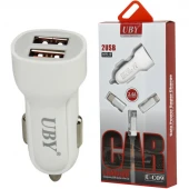 شارژر فندکی فست شارژ UBY U-C09 2.4A 12W + کابل 3 سر