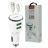 شارژر فندکی Ldnio DL-C29 3.4A 17W + کابل تایپ سی