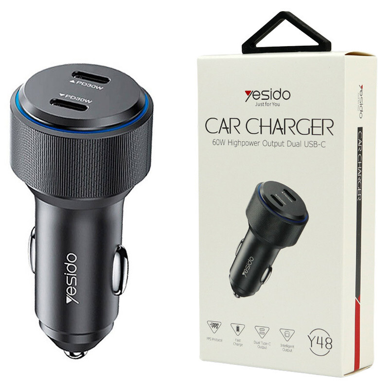 شارژر فندکی فست شارژ Yesido Y48 3A PD 60W