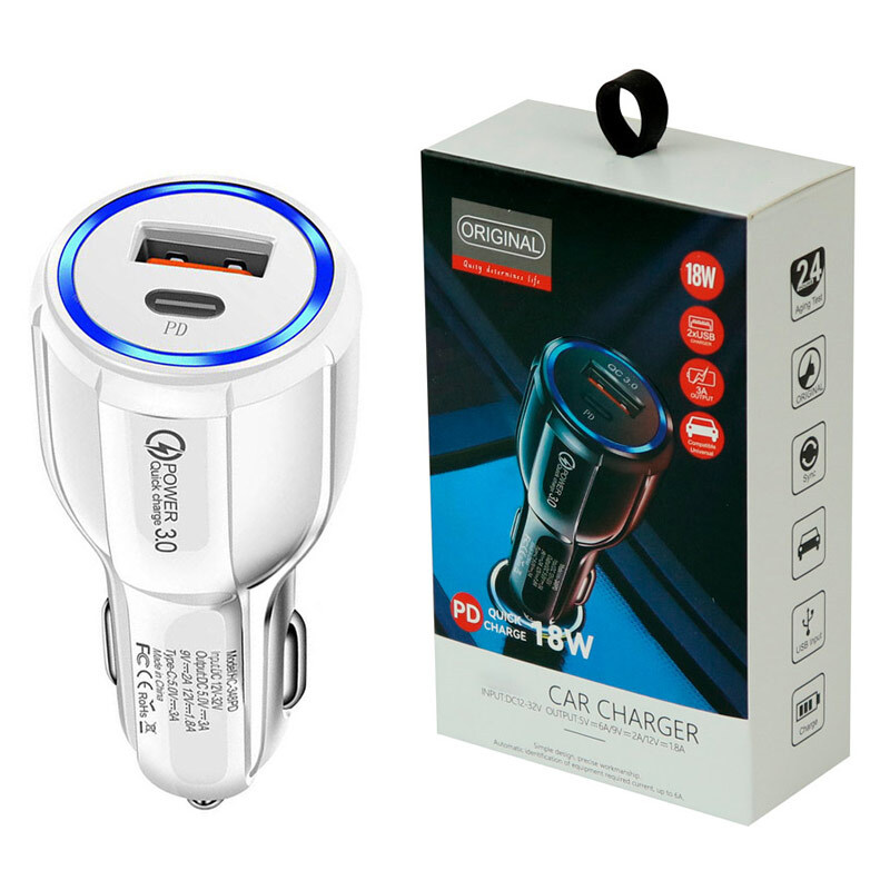 شارژر فندکی فست شارژ TE-348PD 3A QC3.0 PD 18W