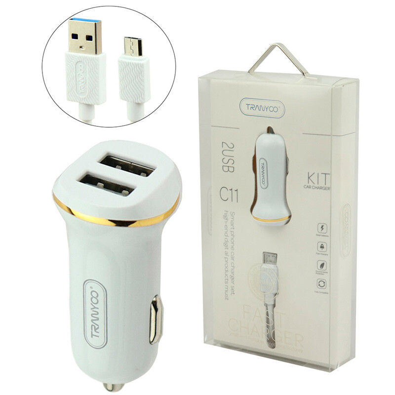 شارژر فندکی فست شارژ Tranyoo C11 C1 2.1A 10.5W + کابل میکرو یو اس بی
