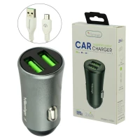 شارژر فندکی فست شارژ Flamingo L-100A 2.4A 12W + کابل میکرو یو اس بی