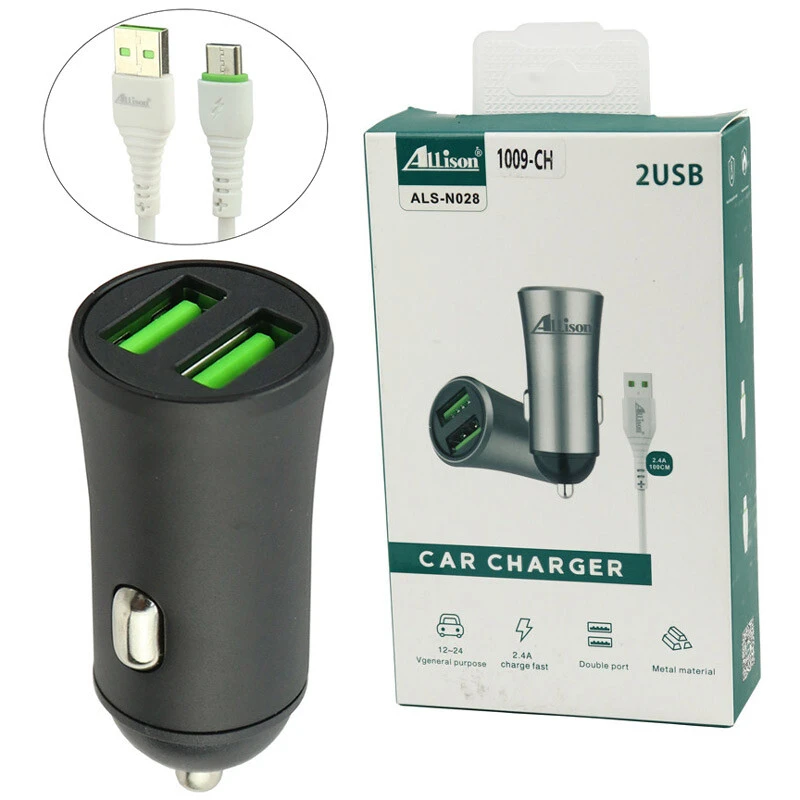 شارژر فندکی فست شارژ Allison ALS-N028 ALS-A100 2.4A 12W + کابل تایپ سی