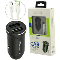 شارژر فندکی فست شارژ Flamingo H-613A 2.4A + کابل میکرو یو اس بی