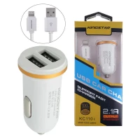 شارژر فندکی فست شارژ KingStar KC110i 2.1A 10.5W + کابل آیفونی