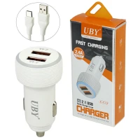 شارژر فندکی فست شارژ UBY U-C12 2.4A 12W + کابل تایپ سی