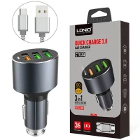 شارژر فندکی فست شارژ Ldnio C703Q 3A QC3.0 36W + کابل میکرو یو اس بی