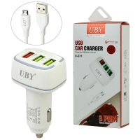 شارژر فندکی فست شارژ UBY U-C11 3.1A QC3.0 + کابل میکرو یو اس بی