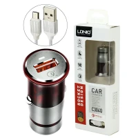 شارژر فندکی فست شارژ Ldnio C304Q 3A QC3.0 18W + کابل میکرو یو اس بی
