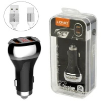 شارژر فندکی فست شارژ LDNIO C2 3A PD QC3.0 + کابل تایپ سی